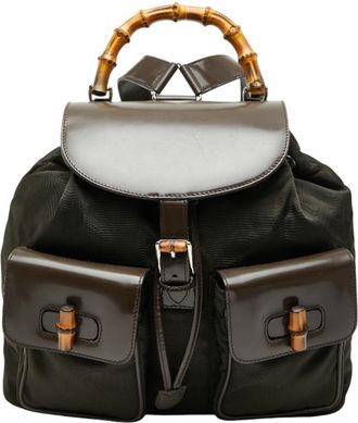 Gucci Brown Nylon Patent Leather Backpack (Pre-Owned)