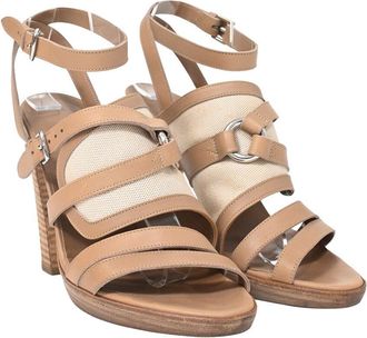 Herm&egrave;s Womens Leather Buckle Detail Sandal (Authentic Pre-Loved)