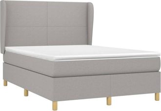 vidaXL Vidaxl - Cama Box Spring Con Colch&oacute;n Tela Gris Claro 140x200 Cm