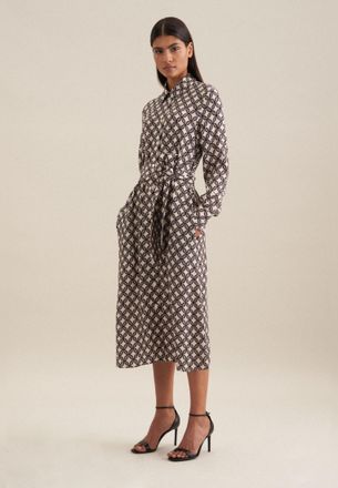 Seidensticker Sommerkleid SEIDENSTICKER Schwarze Rose, Damen, Gr. XL42, Normalgr&ouml;ssen, beige (ecru), 100% Viskose, bedruckt, regular fit, Kleider Sommerkleid, 1/1 K