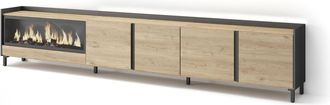 Skraut Home Skraut Home - Mueble Tv, Televisi&oacute;n, Muebles De Sal&oacute;n, Almacenaje, 315x35x61cm, Para Tv Hasta 80, Chimenea El&eacute;ctrica Xxl, Dise&ntilde;o Industrial, Led, Esti