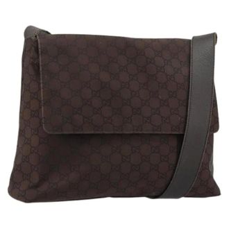 Gucci Pre-owned Cross Body Bags, female, Brown, Size: ONE SIZE Pre-owned Vintage Nylon GG Canvas Shoulder Bag