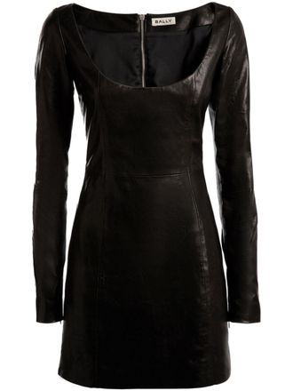 Bally long-sleeve leather mini dress - Black