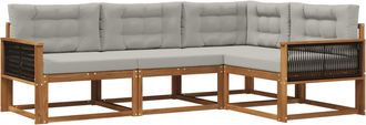 vidaXL Conjunto De Sof&aacute;s De Exterior 4 Uds. Natural Y Gris Claro Vidaxl