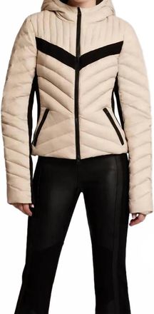 Blanc Noir Chevron Stripe Puffer Jacket In Clay