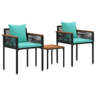 vidaXL Juego De Muebles De Exterior Negro Y Turquesa Rat&aacute;n Sint&eacute;tico Vidaxl