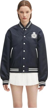 Sporty & Rich Royal Club Nylon Varsity Bomberjack - Dames - Bomber jackets - Blauw - M - Nylon - Jassen