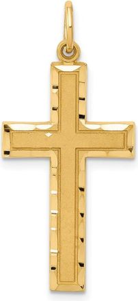Diamond2Deal 14k Yellow Gold Diamond-cut Cross Charm