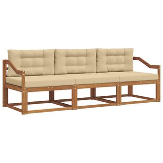 vidaXL Conjunto De Sof&aacute;s De Exterior Con Coj&iacute;n 3 Pcs Natural Y Beige Vidaxl