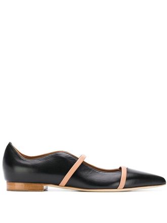 Malone Souliers Maureen flat ballerina shoes - women - Leather/Leather/Leather/Suede - 36 - Black