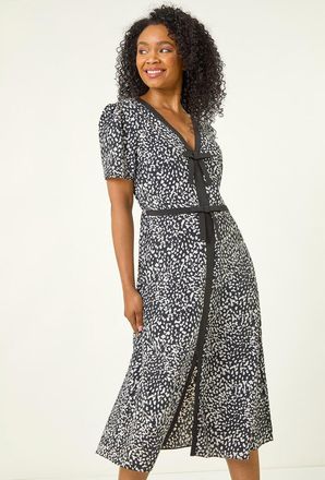 Roman Contrast Bow Midi Dress