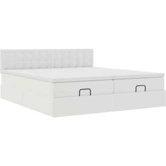 vidaXL Estructura Cama Otomana Colchones Cuero Sint&eacute;tico Blanco Vidaxl