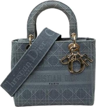 Dior Pre-owned Lady D-Lite - Dames - Vintage Handtas - Blauw - ONE Size - Leer - Vintage