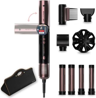 Cecotec Cecotec Cepillo De Aire Moldeador Multifunci&oacute;n - 8 Accesorios Y Mango Flexible Airglisse 8in1 Flex Black. 1400w, 110000rpm