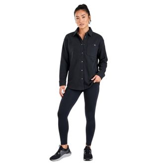 Under Armour Dames-T-shirt van zware badstof met kraag (Zwart)
