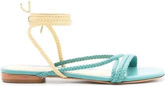 Sarah Chofakian Courtney braided-strap flat sandals - women - Leather - 38 - Blue