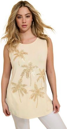 Roaman's Plus Size Crewneck Sequin Tank in Gold Sequin Palms at Nordstrom, Size 20