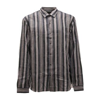 Costumein Linnen/katoenen overhemd- Made in Italy - Heren - Casual Overhemden - Zwart - L - Katoen - Overhemden