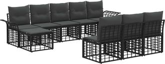 vidaXL Conjunto De Sof&aacute;s De Exterior 9 Uds. Negro Y Gris Oscuro Vidaxl