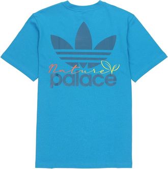 adidas Mens adidas originals x PALACE Crossover SS22 Back Logo Printing Short Sleeve Blue T-Shirt HM9199