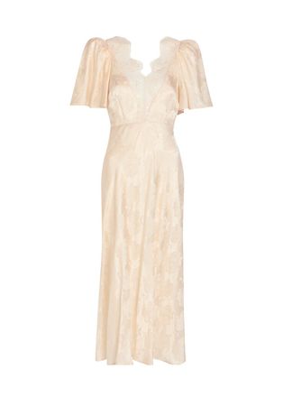 Ronny Kobo Philo Floral-jacquard Silk-blend Midi Dress - Cream - XL (UK16 / XL)