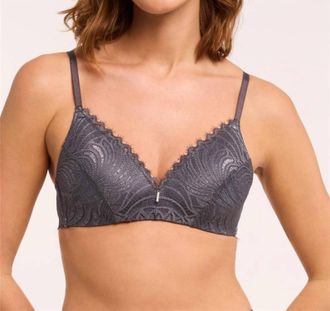 Montelle Intimates Lights Out Wirefree Bra In Magnet/silver