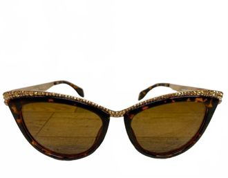 Jimmy Crystal Womens Tammi Crystal Cat Eye Sunglasses In Brown Tortoise