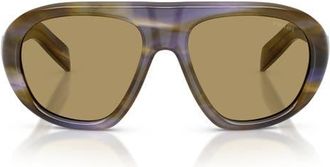 Prada 56mm Irregular Sunglasses in Striped Lagoon /Green Olive at Nordstrom