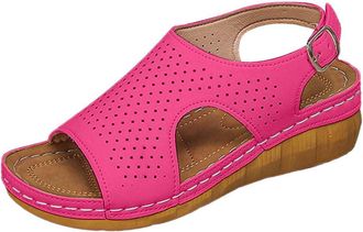 Generic Womens Orthopedic Sandals UK, Wedge Sandals for Women Orthotic Peep Toe Crochet Sandal Summer Anti-Slip Platform Outdoors Beach Wedges Shoes Open Toe 