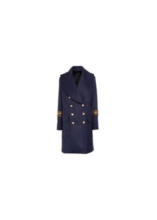 Alexander McQueen Navy Rabbit-lined wool coat Size L
