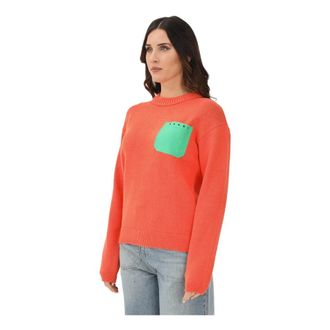 Marni Rondgebreide trui - Dames - Ronde hals truien - Oranje - XS - Katoen - Truien & Vesten