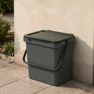 Dmora Papelera De Polipropileno Para Colecci&oacute;n Separada, Contenedor De Residuos 30l, 100% Made In Italy, 40x31h39 Cm, Color Verde, Con Embalaje Reforzado - 