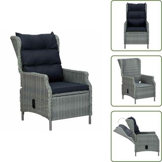 vidaXL The Living Store Sedia Giardino Reclinabile Cuscini in Polyrattan Grigio Chiaro - Poltrona da esterno