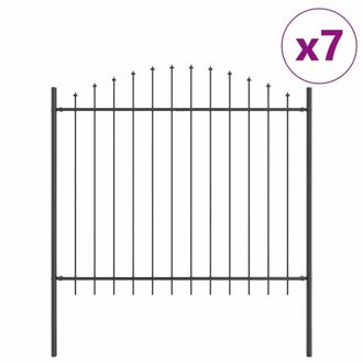 Berkfield Home Garden Fence with Hoop Top Grey 11.9x1.25 m Steel