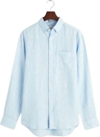 GANT Linnen Overhemd - Heren - Casual Overhemden - Blauw - 4XL - Linnen - Overhemden