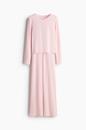 H&M Gerippter Jerseypyjama - Pink