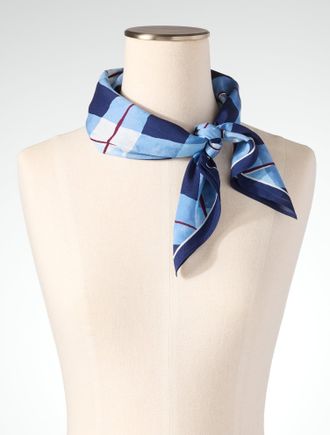 Talbots Brushstroke Plaid Neckerchief - Midnight Sail - 001 Talbots