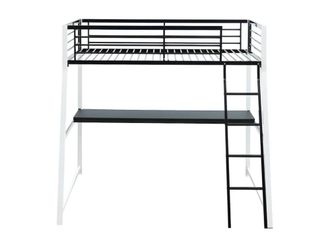 VENTE-UNIQUE.COM Cama alta acero negro, blanco 90 x 190 cm