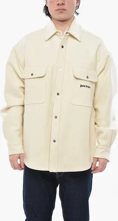 Palm Angels Virgin-Wool Utility Overshirt with Snap Buttons Palm Angels