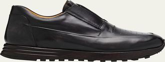 Bontoni Mens Amabile Soft Leather Slip-On Sneakers