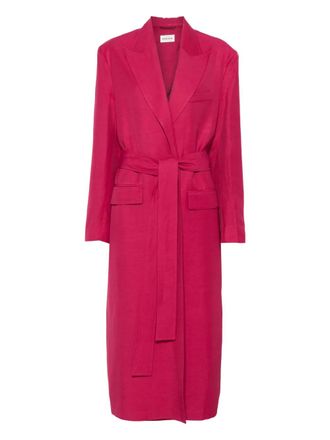 P.A.R.O.S.H. belted trench coat - women - Viscose/Viscose/Acetate/Linen/Flax - S - Pink