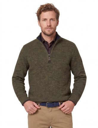 Camel Active trui Camel Active half zip forest groen katoen