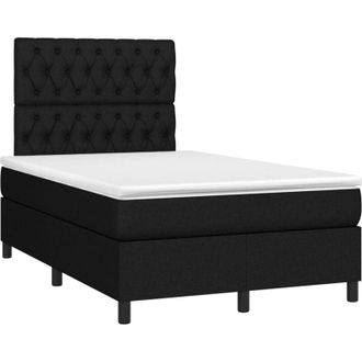 vidaXL Cama Box Spring Con Colch&oacute;n Y Luces Led Tela Negro 120x190 Cm Vidaxl