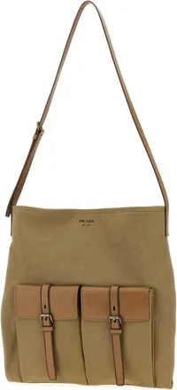 Prada Mens Route Shoulder Bag Khaki Fabric