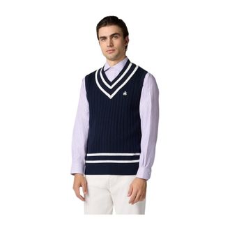 Brooks Brothers Gilet da tennis in cotone con ricamo logo a V - - Knitwear - Uomo - Blu - S