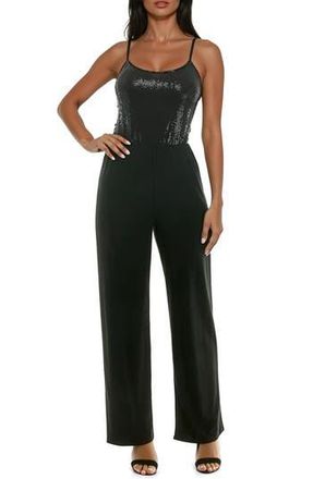 Bebe Disco Dot Jumpsuit in Black at Nordstrom Rack, Size X-Large