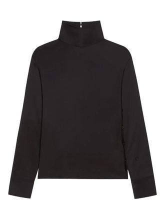 Courrèges asymmetric top - women - Viscose Satin/Elastane - 40 - Black