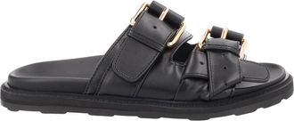 Moschino Gold Tie-Me Buckles Calf Leather Sandals