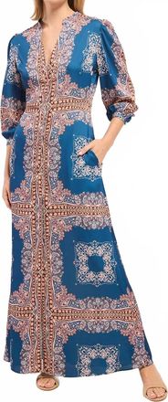 Misa Farrah Maxi Dress In Sapphire Tapis Satin