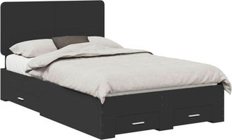 vidaXL Estructura De Cama Negro 135 X 190 Cm Madera De Ingenier&iacute;a Vidaxl